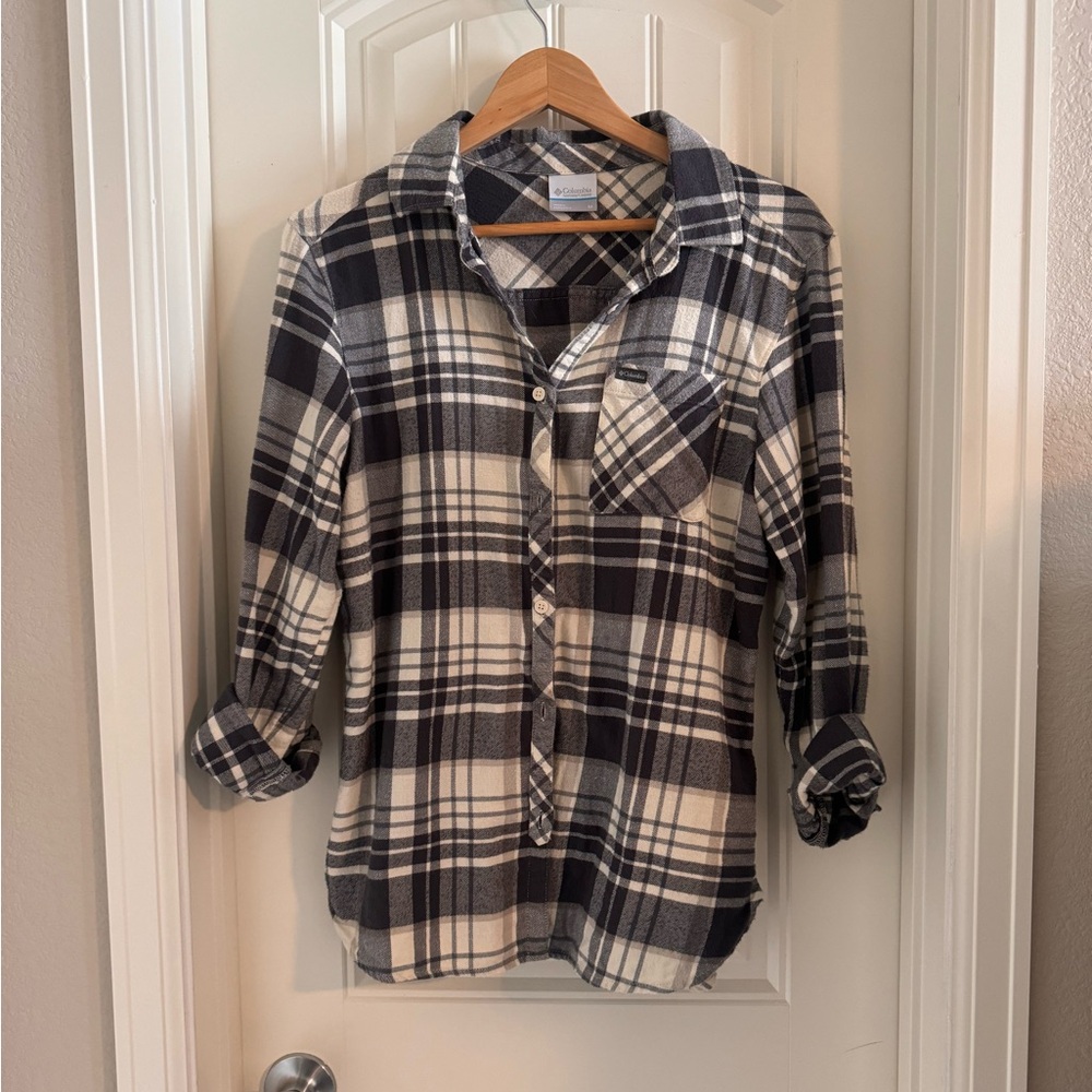 Black and White Plaid Button-Up Shirt